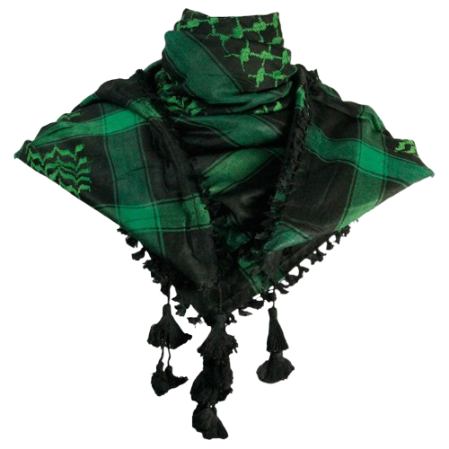 Traditional Black and Green Palestine Shemagh